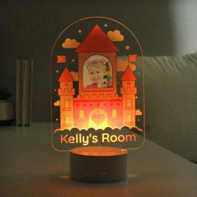 (image for) Personalised Pink Castle Photo Upload LED Colour Changing Night Light