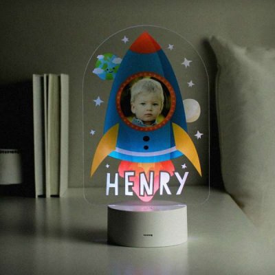 (image for) Personalised Rocket Photo Upload LED Colour Changing Night Light