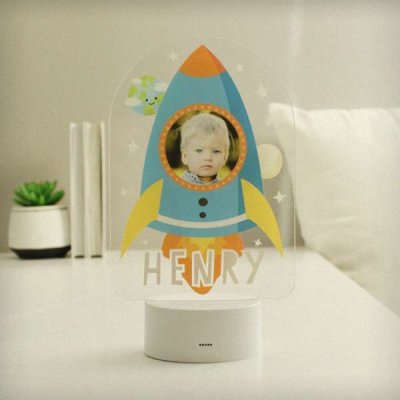 (image for) Personalised Rocket Photo Upload LED Colour Changing Night Light