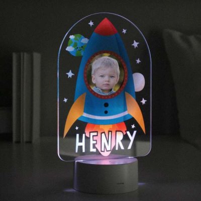 (image for) Personalised Rocket Photo Upload LED Colour Changing Night Light