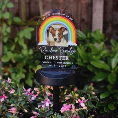 (image for) Personalised Rainbow Bridge Pet Memorial Outdoor Solar Light