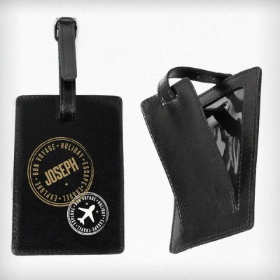 (image for) Personalised Stamped Black Luggage Tag