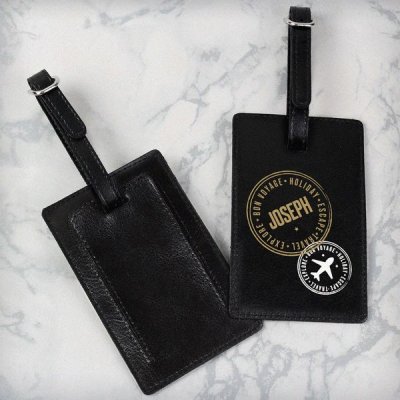 (image for) Personalised Stamped Black Luggage Tag