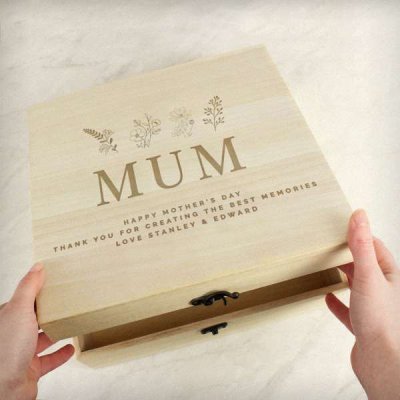 (image for) Personalised Floral Wooden Keepsake Box