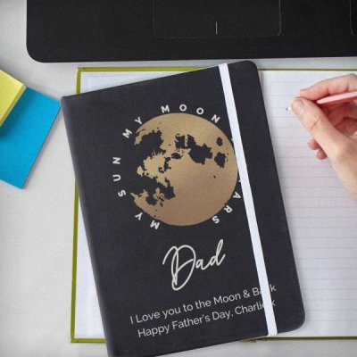 (image for) Personalised Moon & Stars Black Hardback Notebook