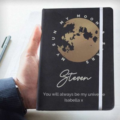 (image for) Personalised Moon & Stars Black Hardback Notebook