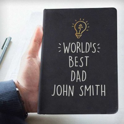 (image for) Personalised Light Bulb Black Hardback Notebook