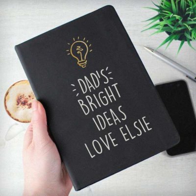 (image for) Personalised Light Bulb Black Hardback Notebook