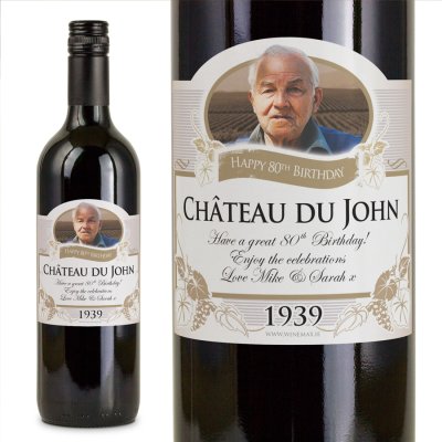 (image for) 80th Birthday Gift Personalised Chateau Wine