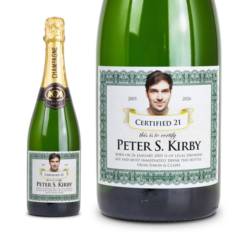 (image for) 21st Birthday Present Personalised Birthday Champagne - Click Image to Close