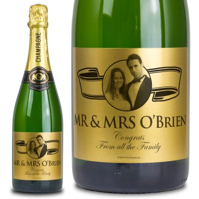 (image for) 1st Wedding Anniversary Gold Label Personalised Champagne Gift