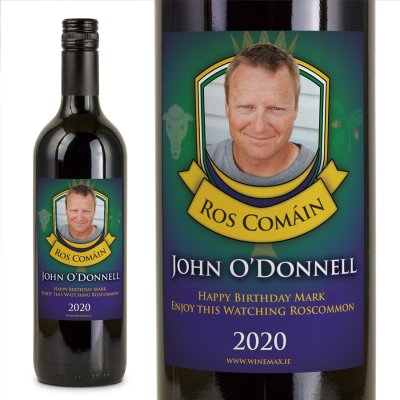 (image for) Roscommon GAA Fan Birthday Present Personalised Wine Gifts