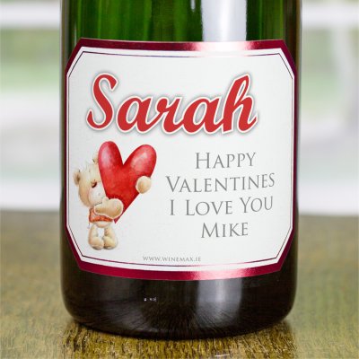 (image for) Personalised Valentines Red Love Bear Champagne Gift