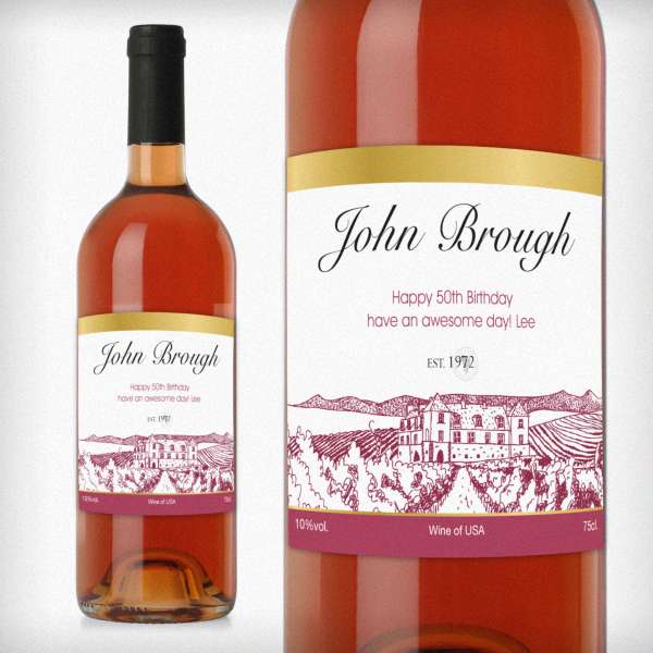 (image for) Personalised Free Text Vineyard Rose Wine