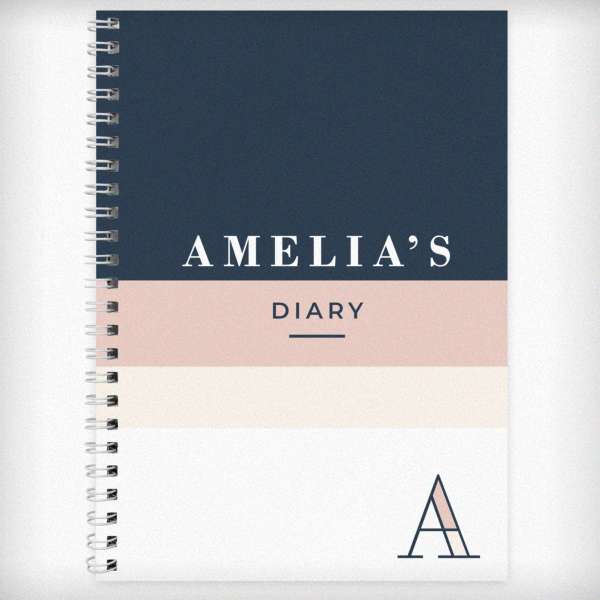 Modal Additional Images for Personalised Free Text Navy & Blush A5 Diary