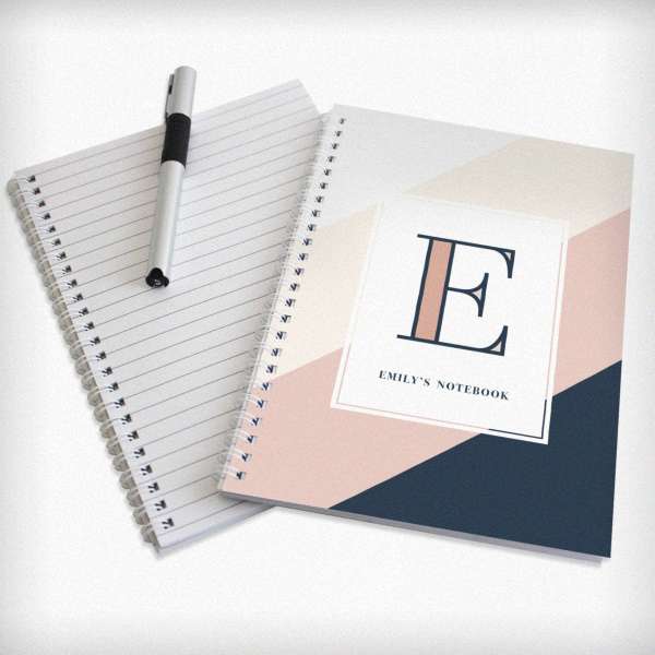 Modal Additional Images for Personalised Free Text Navy & Blush A5 Notebook