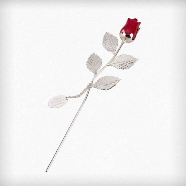 Modal Additional Images for Personalised Free Text Silver Plated Red Rose