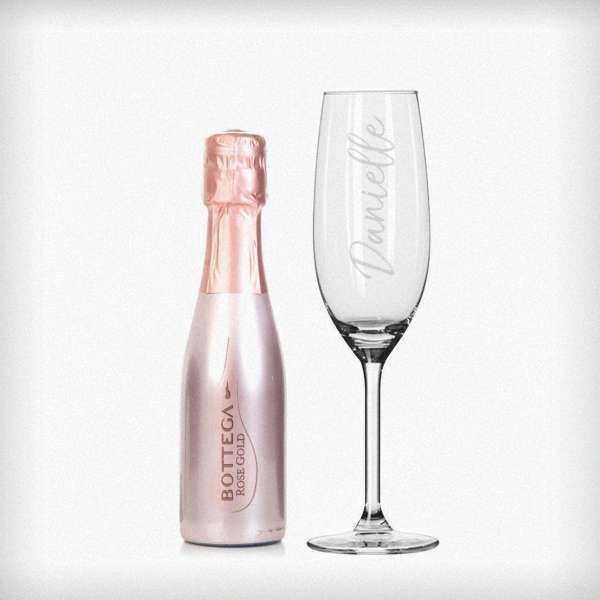 Modal Additional Images for Personalised Name Only Flute & Mini Rose Bottega Prosecco Set