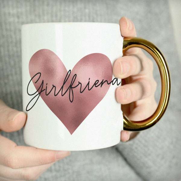 (image for) Personalised Heart Gold Handled Mug