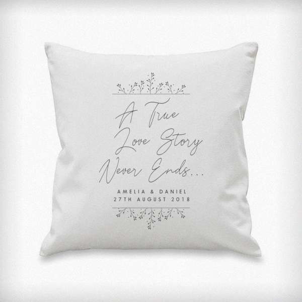 Modal Additional Images for Personalised True Love Story White Cushion