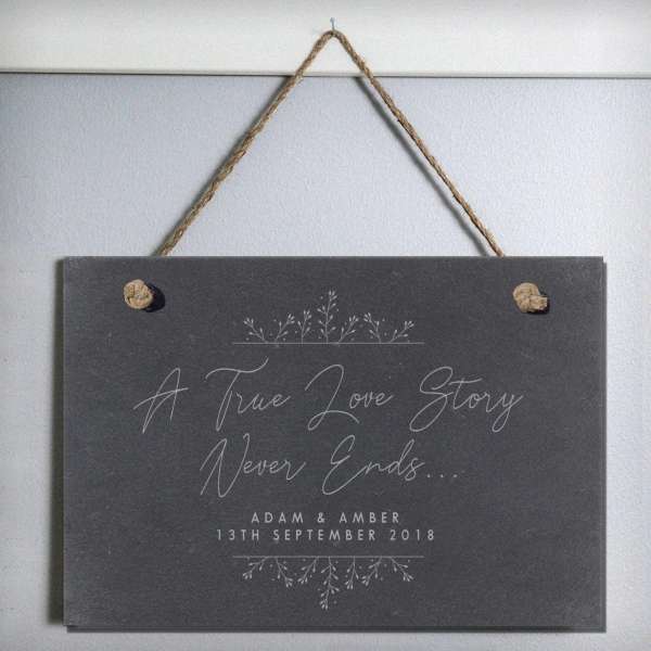 (image for) Personalised True Love Story Hanging Large Slate Sign