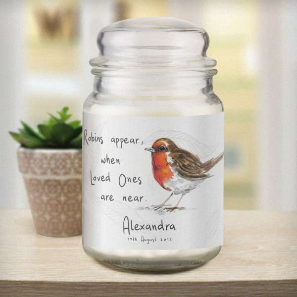 Modal Additional Images for Personalised Robins Appear Large Scented Jar Candle