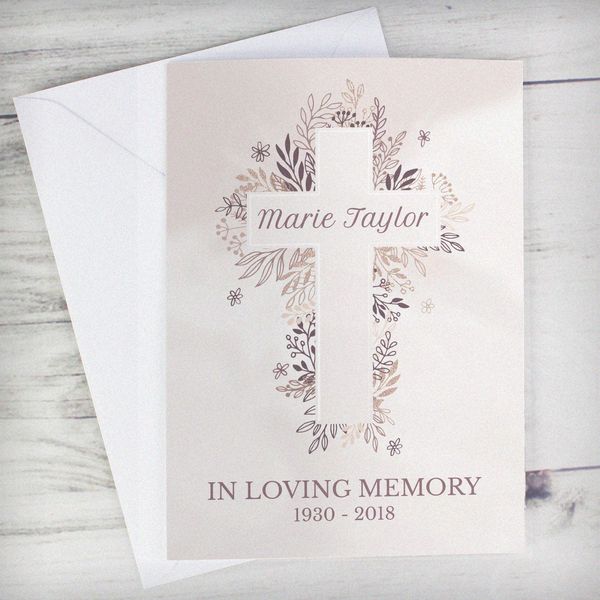 Modal Additional Images for Personalised Floral In Loving Memory Cross Card