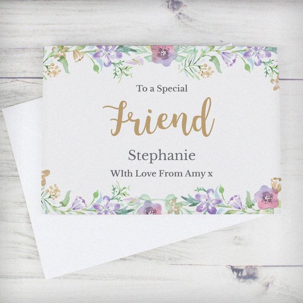 Modal Additional Images for Personalised Gold Floral Watercolour Card