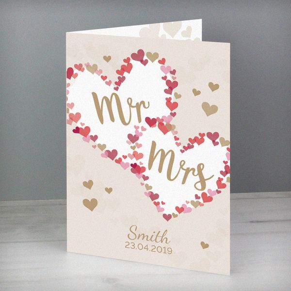 Modal Additional Images for Personalised Mr & Mrs Confetti Hearts Wedding Card