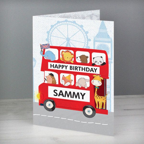 Modal Additional Images for Personalised London Animal Bus Card