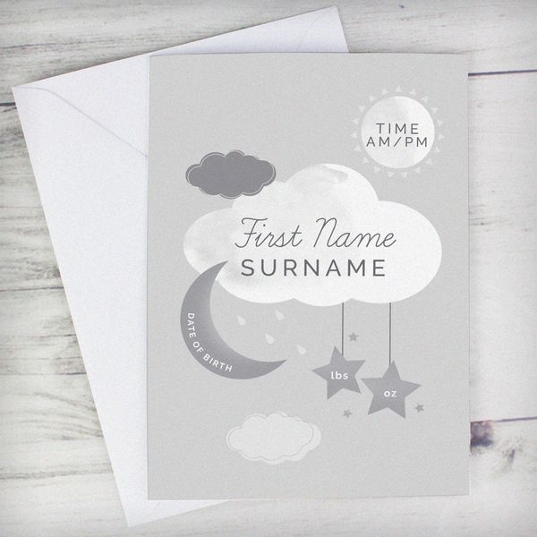 Modal Additional Images for Personalised New Baby Moon & Stars Card