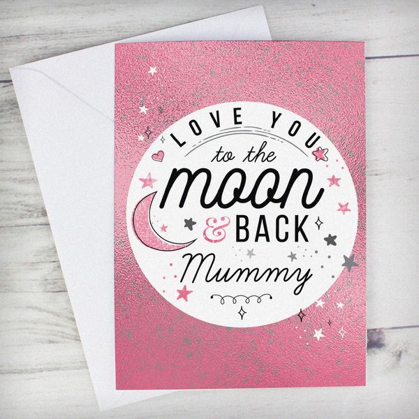 Modal Additional Images for Personalised To The Moon & Back Pink Card