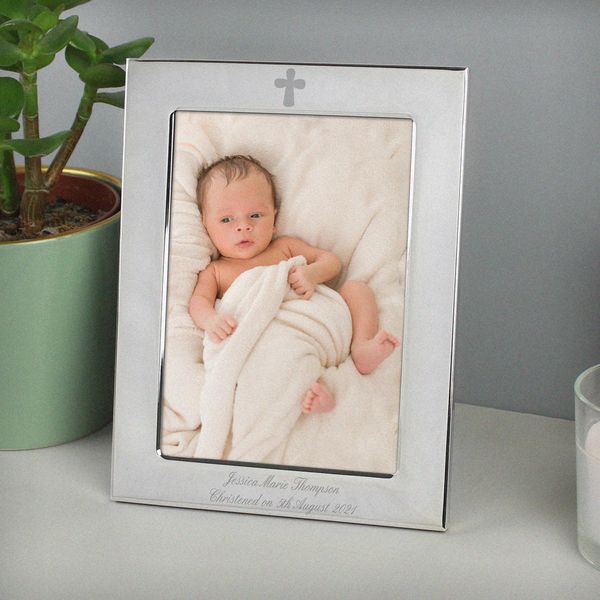 (image for) Personalised Silver Plated 5x7 Elegant Cross Photo Frame