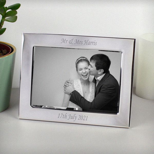 (image for) Personalised Silver Plated 5x7 Landscape Photo Frame