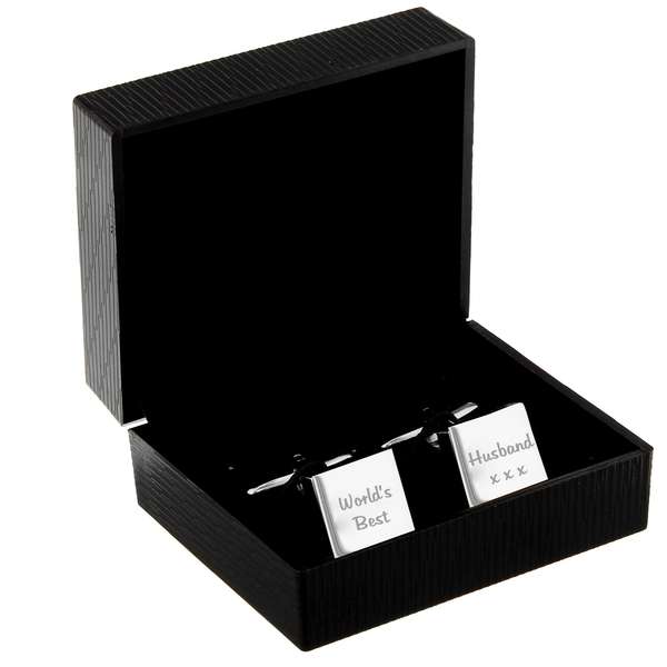 Modal Additional Images for Personalised Any Message Square Cufflinks - 2 lines