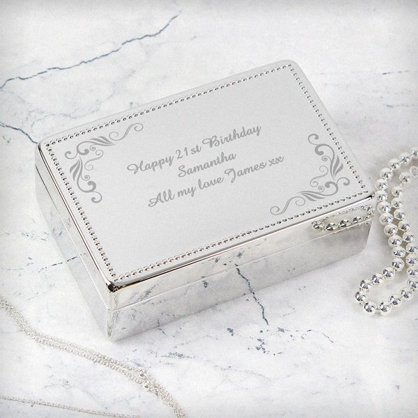 (image for) Personalised Swirl Rectangular Jewellery Box