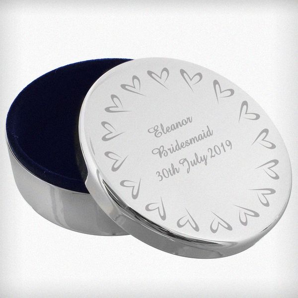 Modal Additional Images for Personalised Small Hearts Round Trinket Box