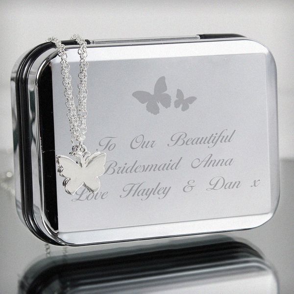 (image for) Personalised Butterfly Swirl Necklace in Box