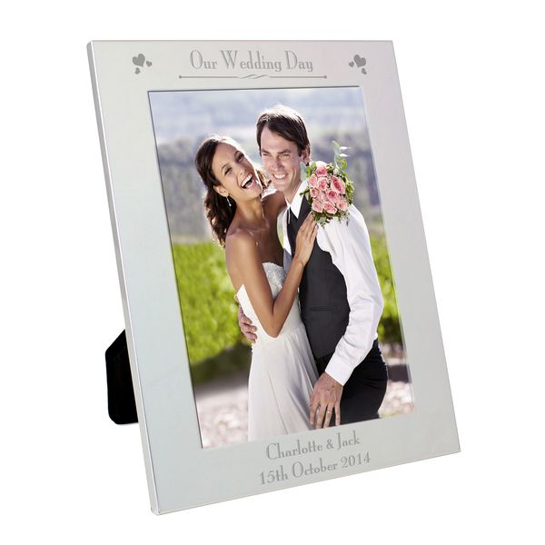 (image for) Personalised Silver 5x7 Decorative Our Wedding Day Photo Frame