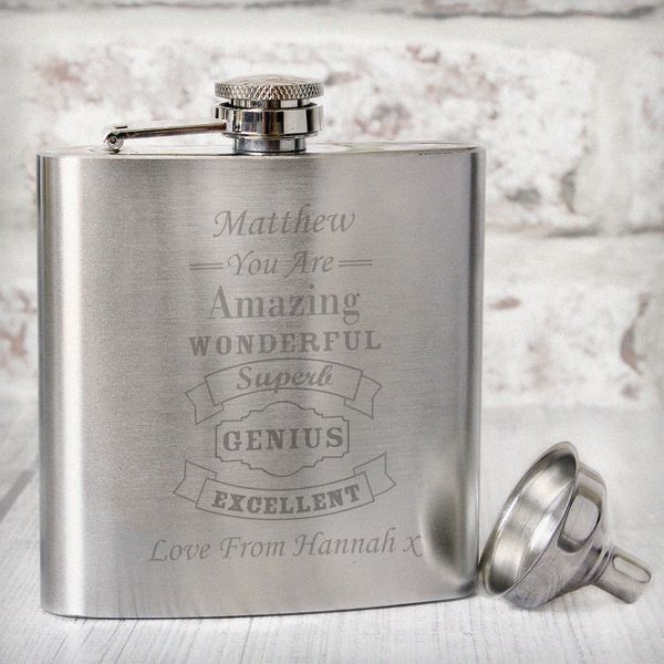 (image for) Personalised Vintage Typography Hip Flask