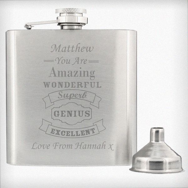 Modal Additional Images for Personalised Vintage Typography Hip Flask