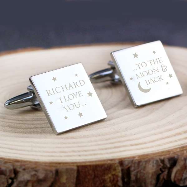(image for) Personalised To the Moon and Back Square Cufflinks - Click Image to Close