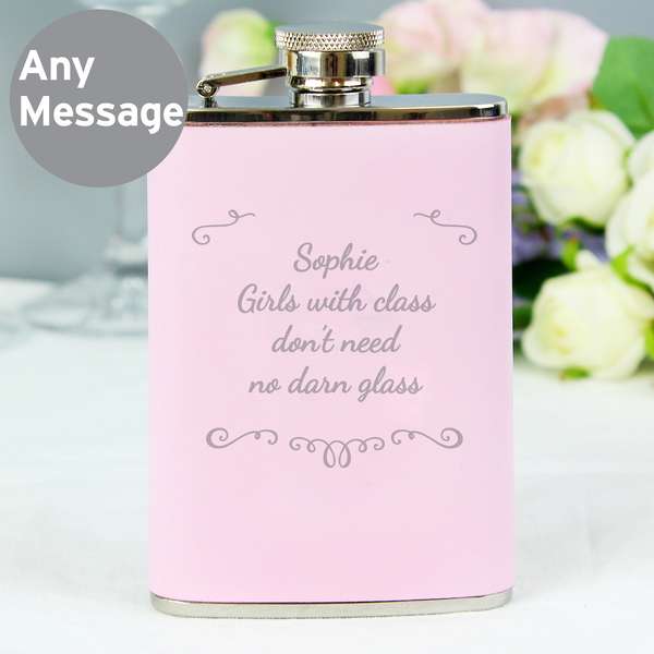 Modal Additional Images for Personalised Ornate Pink Hip Flask