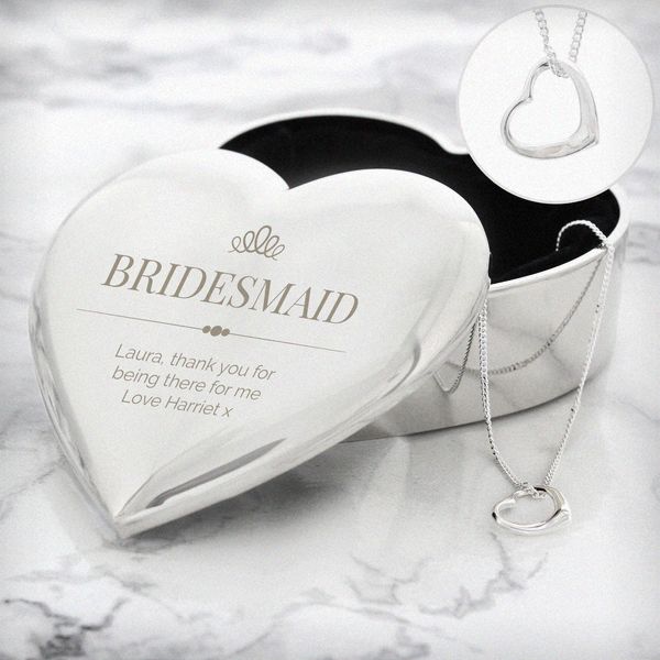 Modal Additional Images for Personalised Elegant Crown Heart Trinket Box & Necklace Set