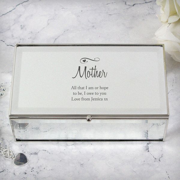 (image for) Personalised Swirls & Hearts Mirrored Jewellery Box