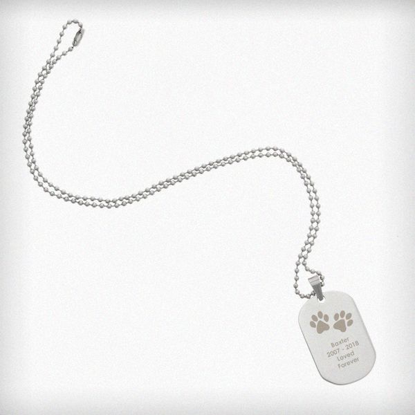 Modal Additional Images for Personalised Pawprints Stainless Steel Dog Tag Necklace