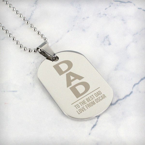 (image for) Personalised Dad Stainless Steel Dog Tag Necklace