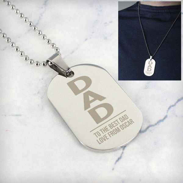 Modal Additional Images for Personalised Dad Stainless Steel Dog Tag Necklace