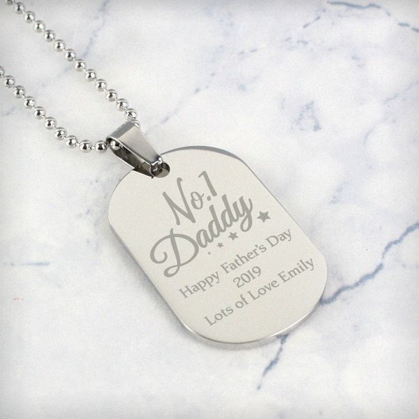 Modal Additional Images for Personalised No.1 Daddy Stainless Steel Dog Tag Necklace