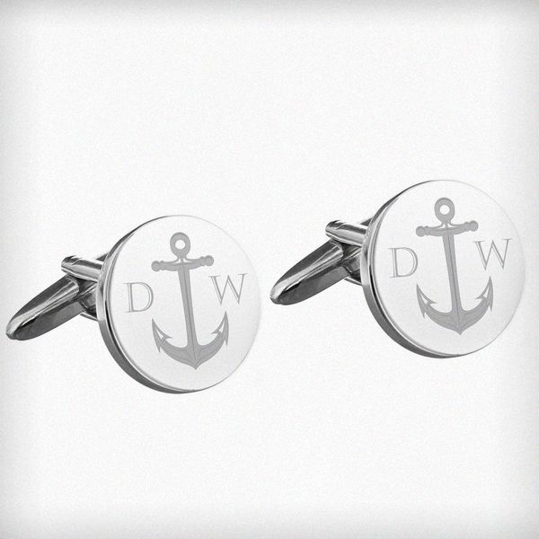 Modal Additional Images for Personalised Anchor Round Cufflinks